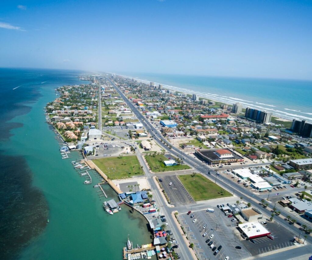 aerial view south padre island hotels on the beach